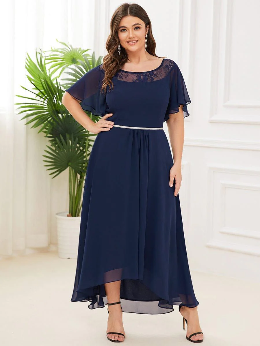 Women's Casual Boat Neck A-Line Midi Dress with Irregular Hem(Final Sale) - Image 50