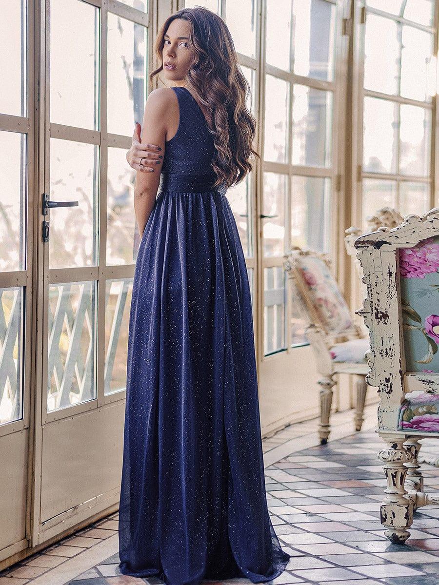 ever STERLING|Double V Neck Floor Length Sparkly Evening Dresses for Party - Image 18