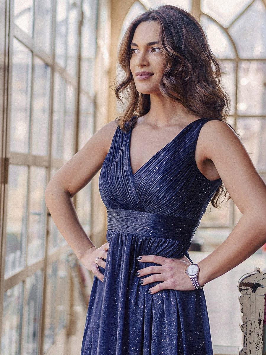 ever STERLING|Double V Neck Floor Length Sparkly Evening Dresses for Party - Image 19