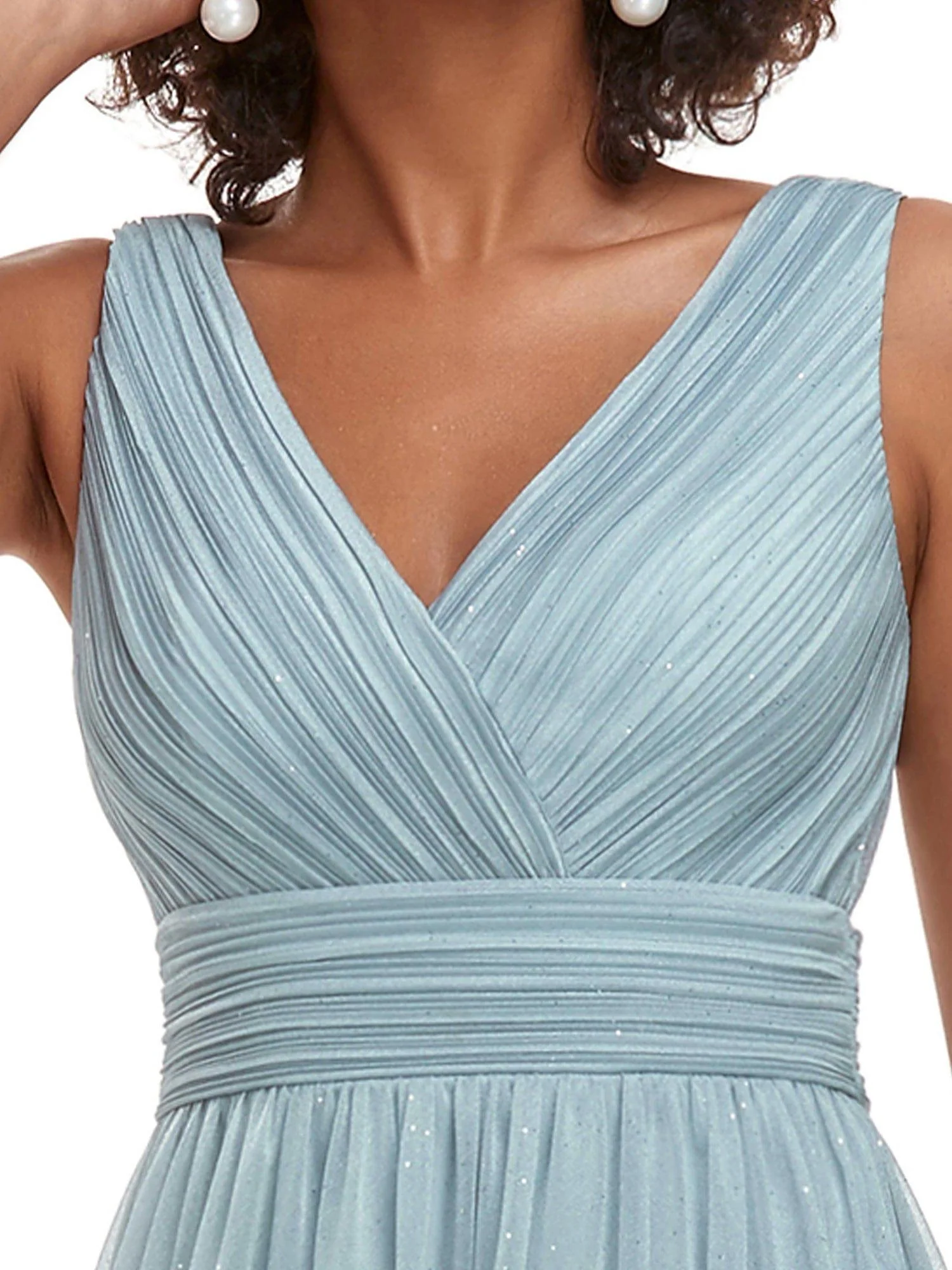 ever STERLING|Double V Neck Floor Length Sparkly Evening Dresses for Party - Image 37