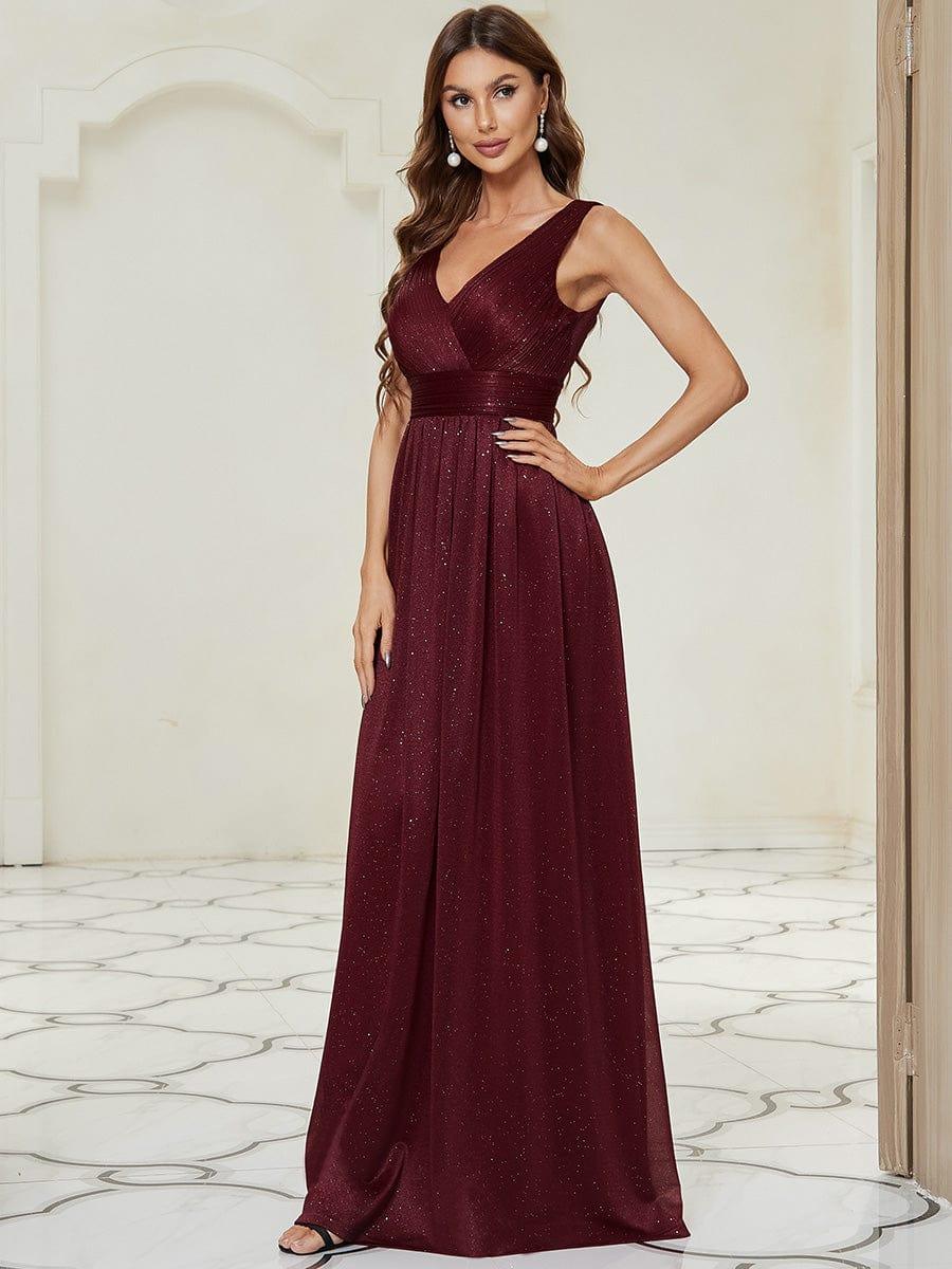 ever STERLING|Double V Neck Floor Length Sparkly Evening Dresses for Party - Image 42