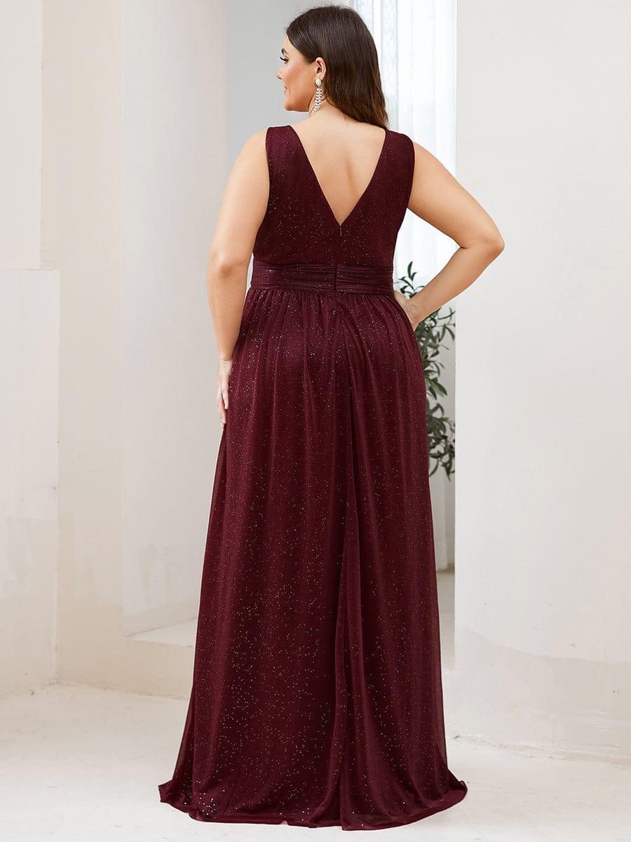 ever STERLING|Double V Neck Floor Length Sparkly Evening Dresses for Party - Image 45