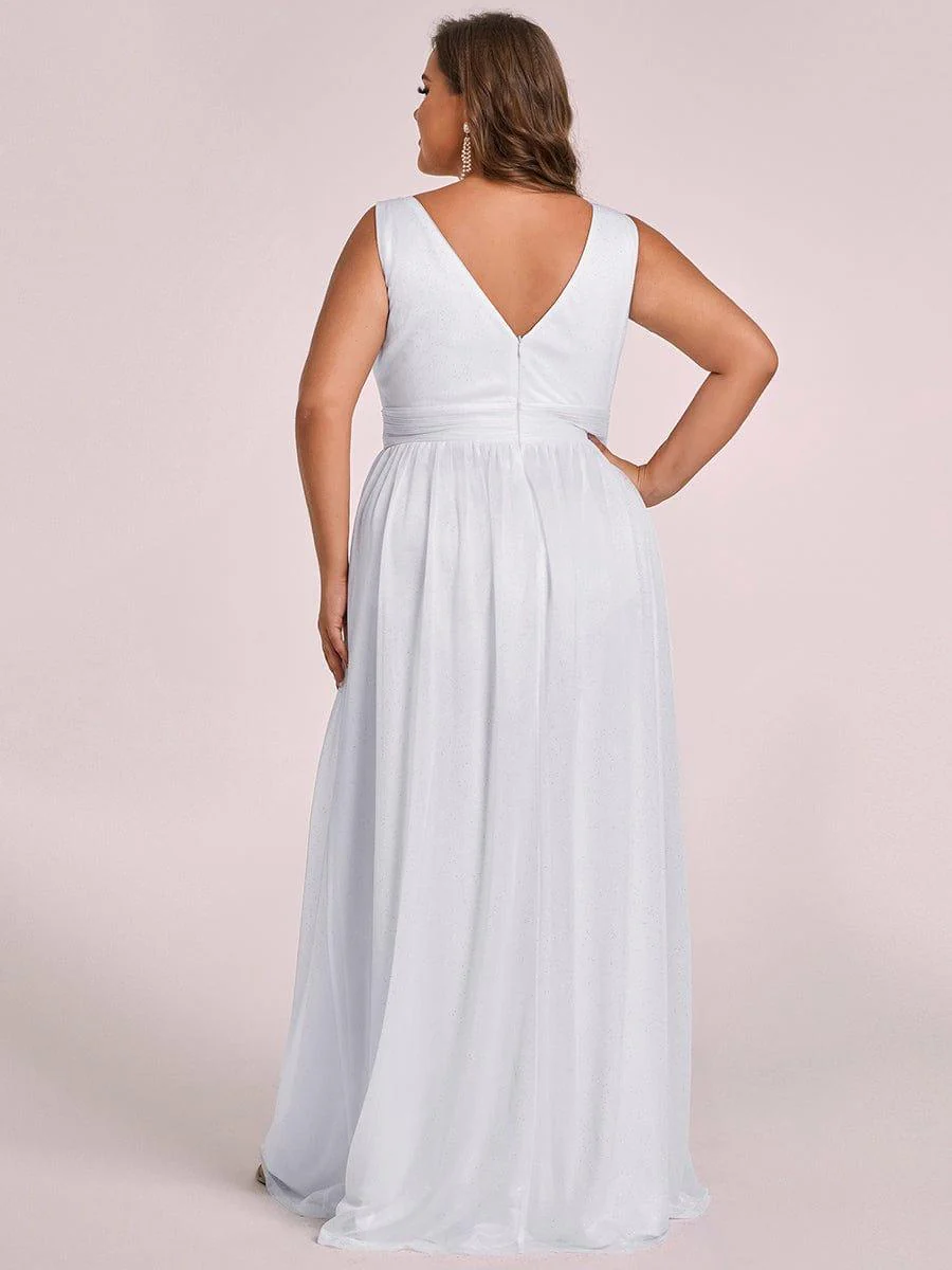 ever STERLING|Double V Neck Floor Length Sparkly Evening Dresses for Party - Image 53