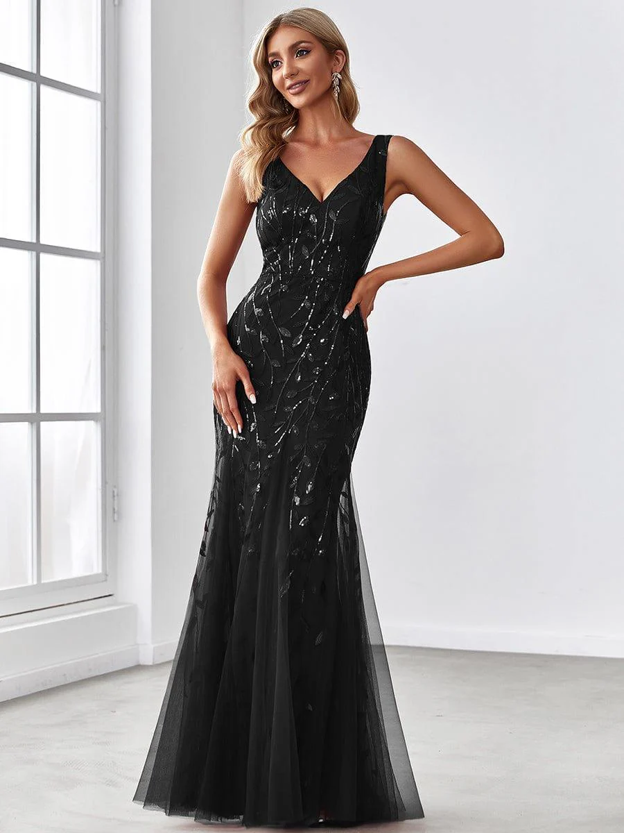 ever ORIEL|Women's Double V-Neck Fishtail Sequins Wedding Guest Dress - Image 42