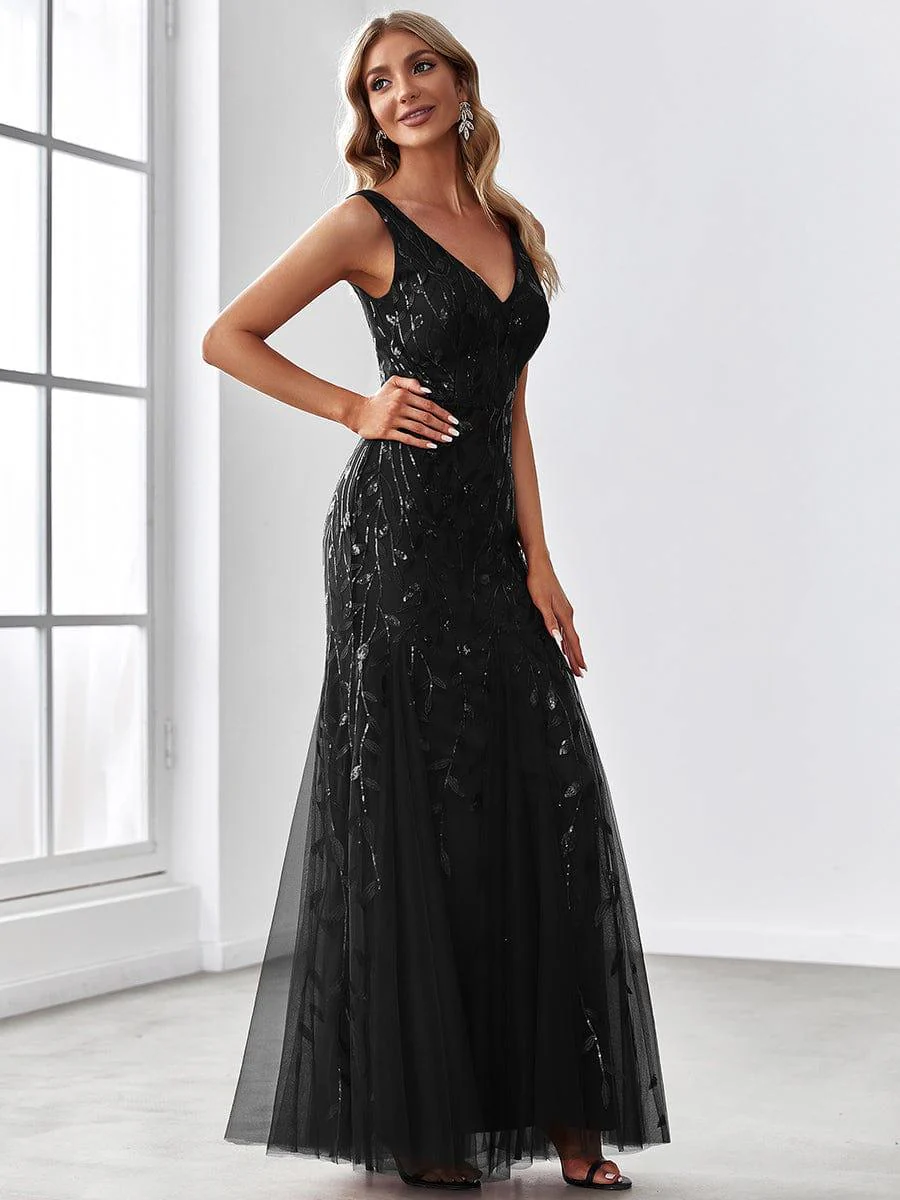 ever ORIEL|Women's Double V-Neck Fishtail Sequins Wedding Guest Dress - Image 44
