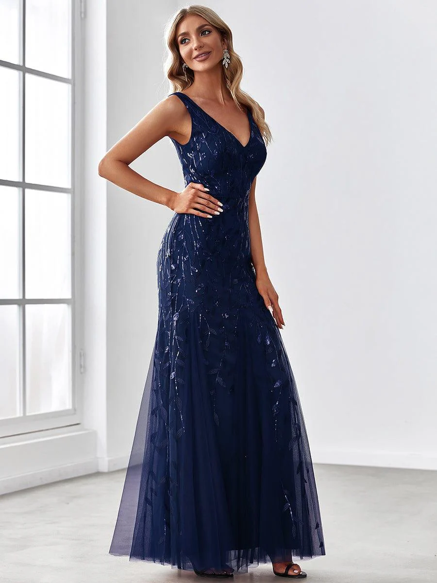 ever ORIEL|Women's Double V-Neck Fishtail Sequins Wedding Guest Dress - Image 6