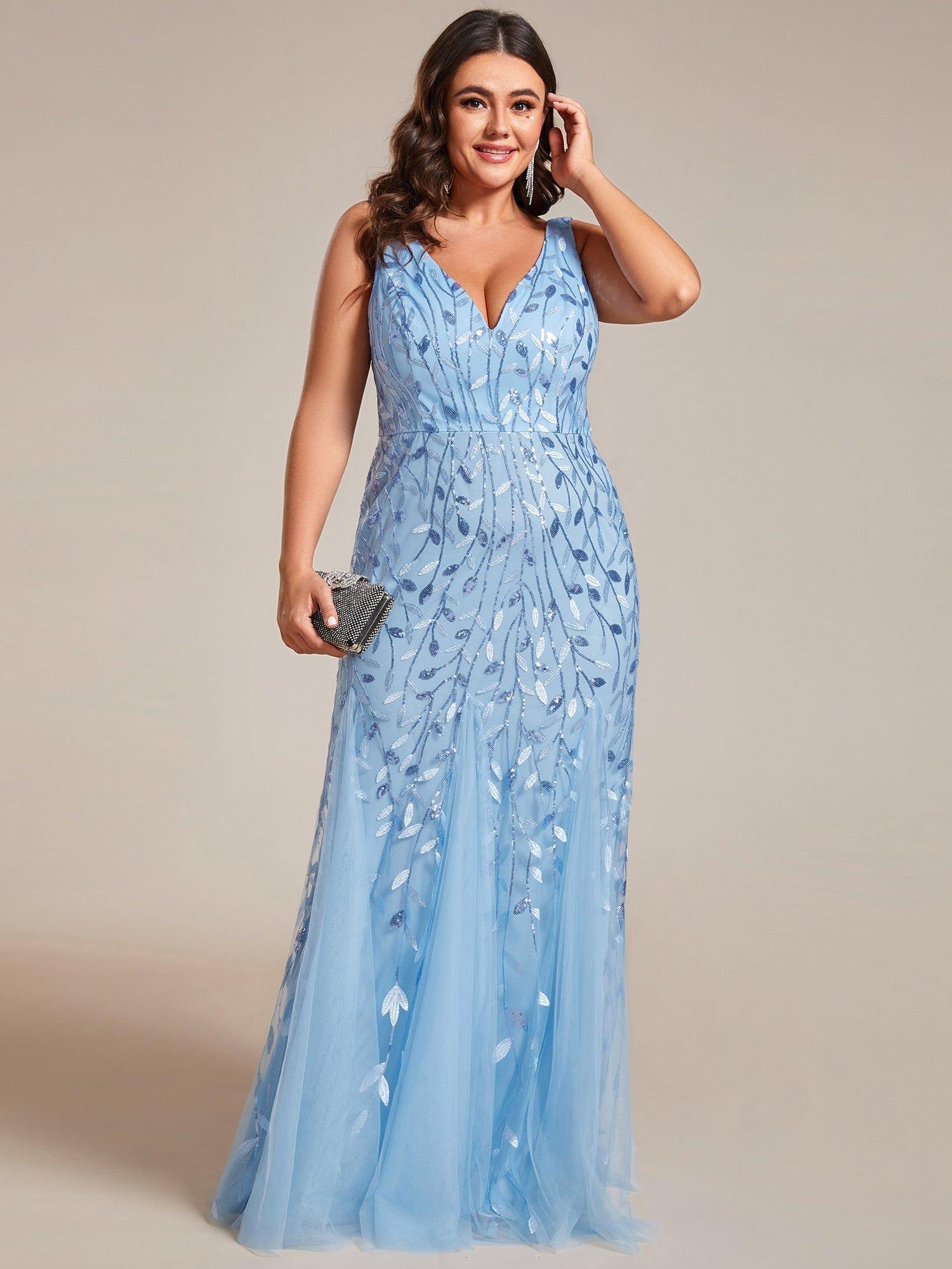 ever ORIEL|Women's Double V-Neck Fishtail Sequins Wedding Guest Dress - Image 78