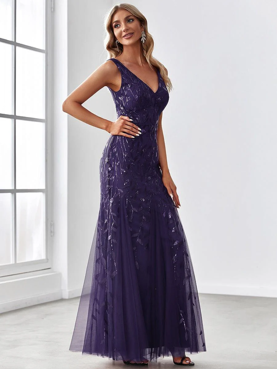 ever ORIEL|Women's Double V-Neck Fishtail Sequins Wedding Guest Dress - Image 91