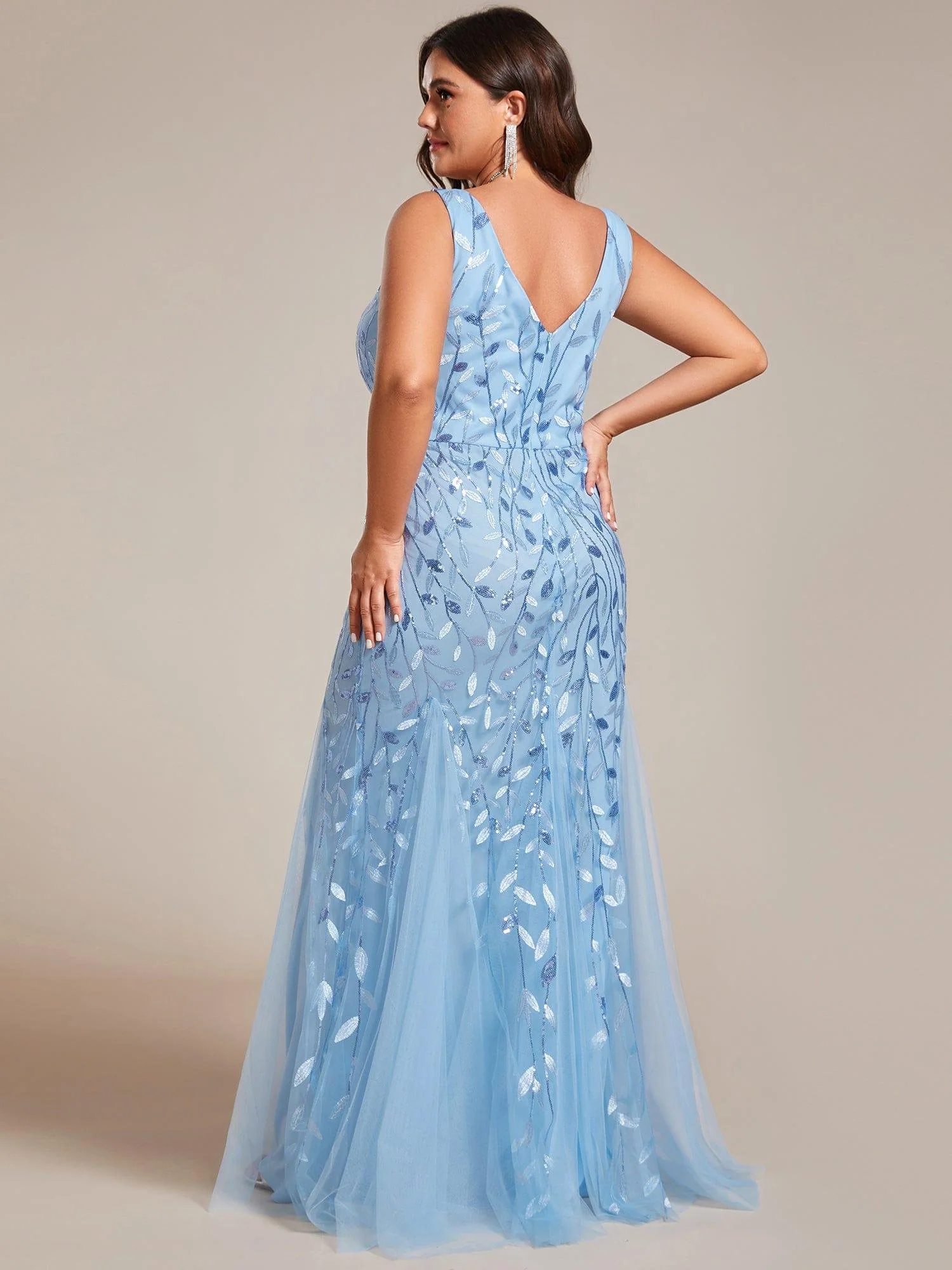 ever ORIEL|Women's Double V-Neck Fishtail Sequins Evening Dress - Image 77