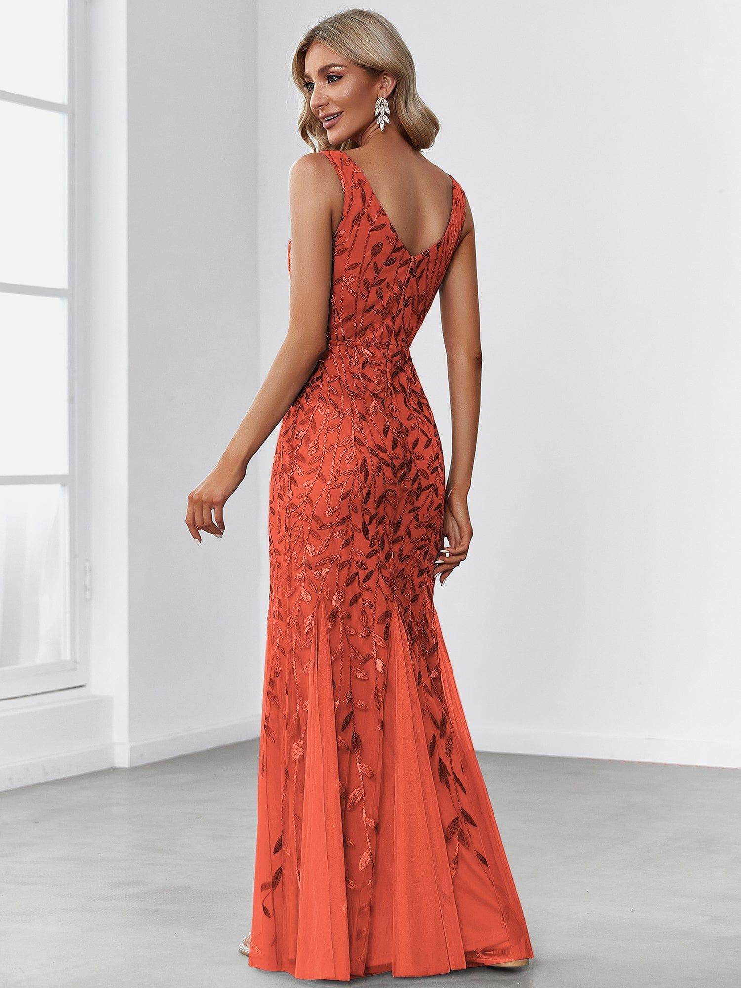 ever ORIEL|Women's Double V-Neck Fishtail Sequins Evening Dress - Image 9