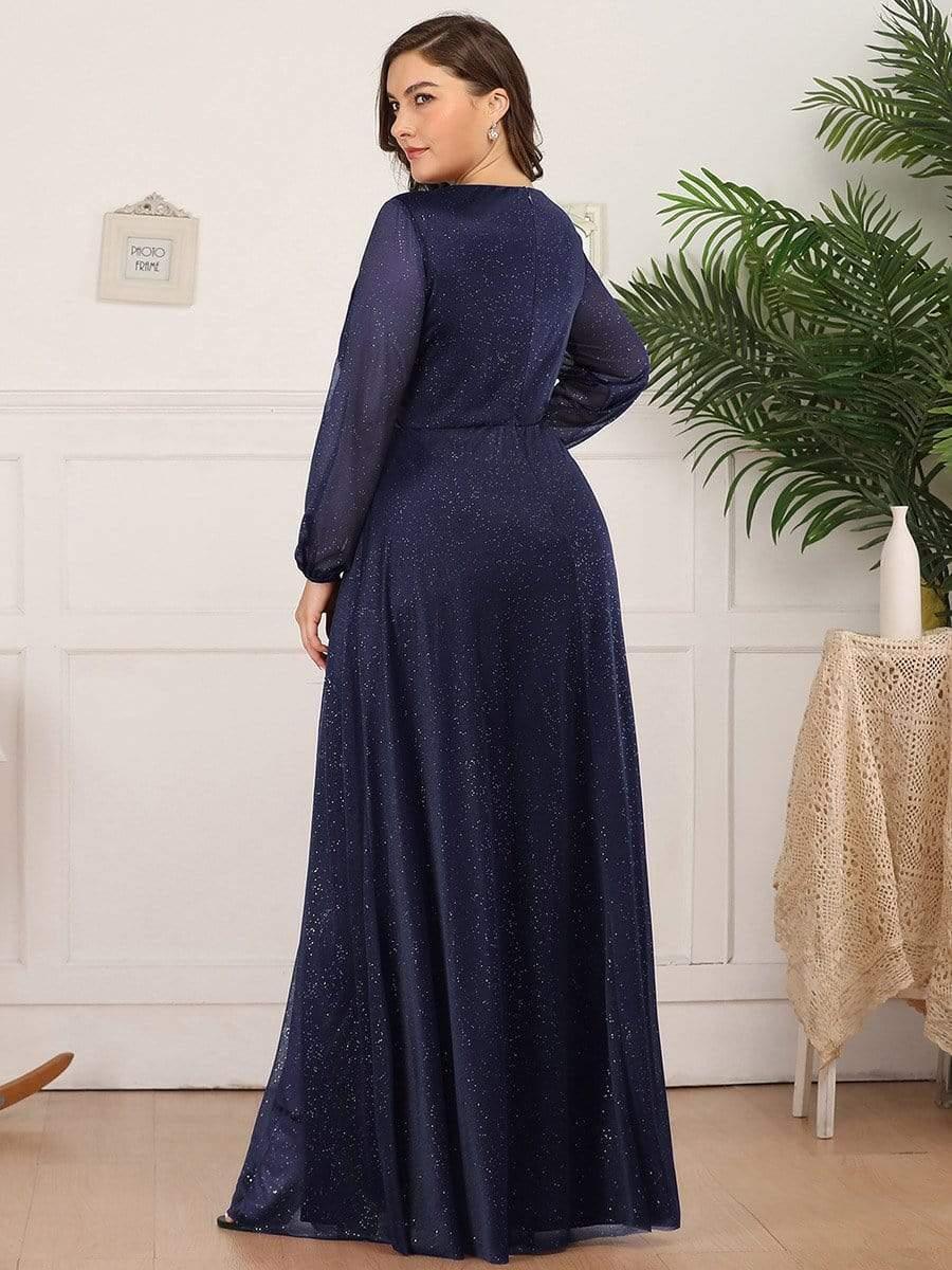 Women's Sexy V-Neck Shiny Evening Dresses with Long Sleeve(Final Sale) - Image 14