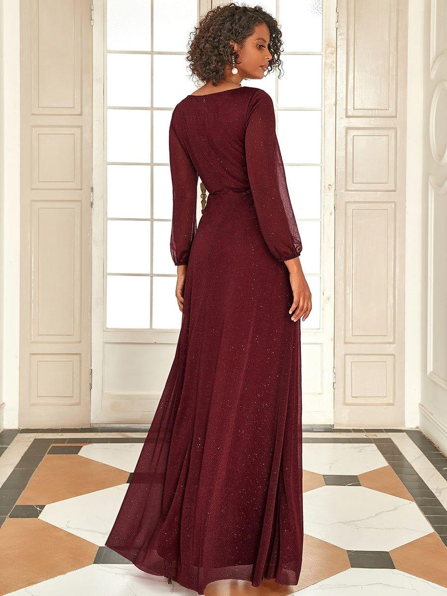 Women's Sexy V-Neck Shiny Evening Dresses with Long Sleeve(Final Sale) - Image 16