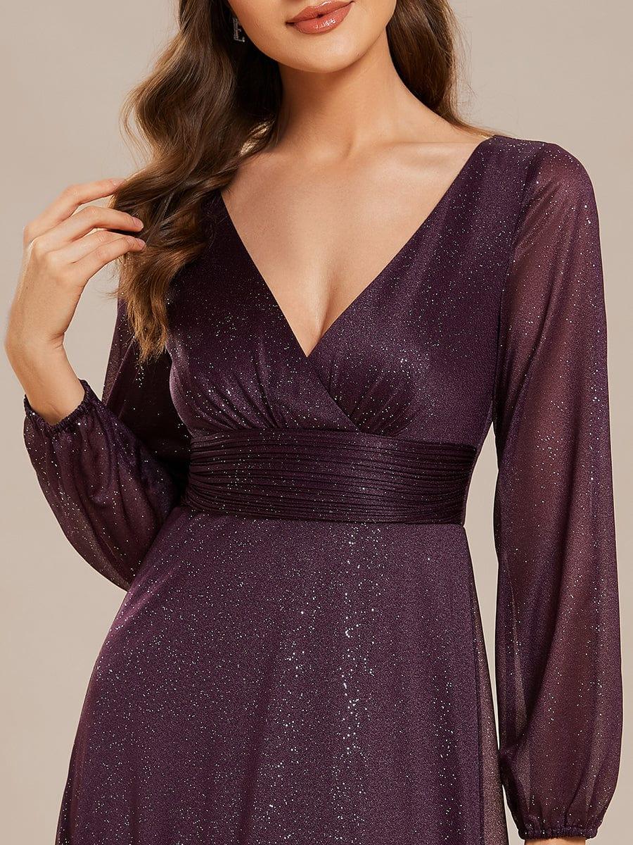 Women's Sexy V-Neck Shiny Evening Dresses with Long Sleeve(Final Sale) - Image 39