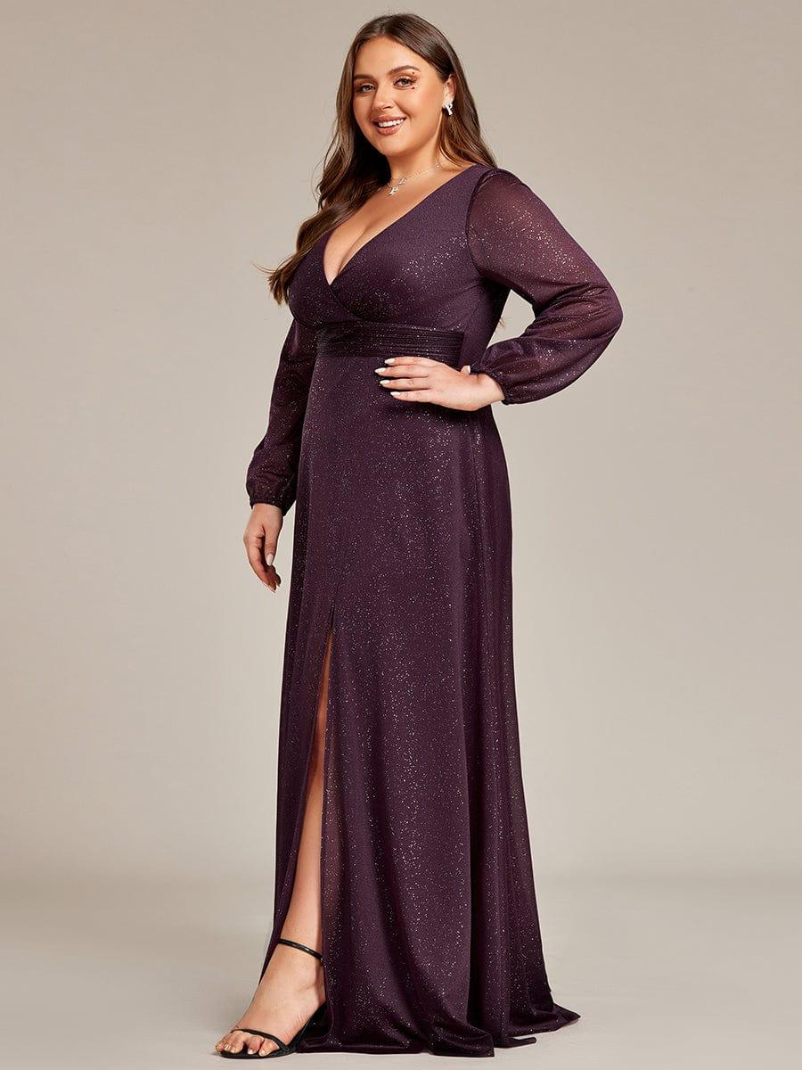 Women's Sexy V-Neck Shiny Evening Dresses with Long Sleeve(Final Sale) - Image 46